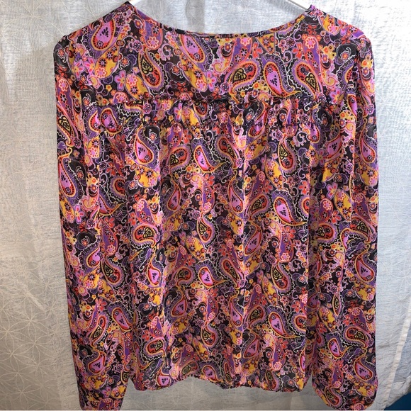 Rock47-wrangler sheer blouse size L - round neck,rhinestones, paisley flowers - Picture 15 of 16